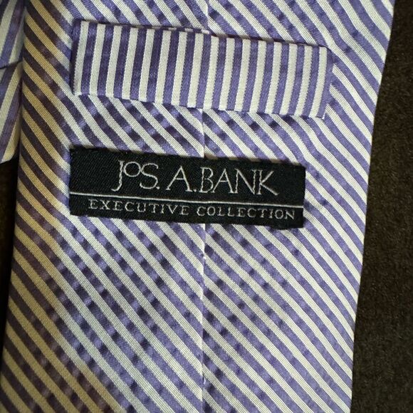 Jos A Bank Executive Collection 100% Silk Tie BLUE Stripe Italy - Picture 4 of 4
